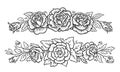 Floral frame border. Flowers and leaves, roses. Flourish design set. Vintage decorations sketch illustration Royalty Free Stock Photo