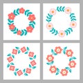 Floral Frame Collection. Cute retro flowers