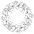 Floral frame. Coloring book. Leaves and decorative elements. Vector illusrtation. Copy Space fot text Royalty Free Stock Photo