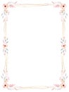 Floral Frame of cute watercolor retro flowers, perfect for invitations and birthday