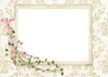 Floral frame on damask Royalty Free Stock Photo