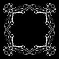 Floral frame. Decorative square border on black background