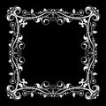 Floral frame. Decorative square border on black background Royalty Free Stock Photo