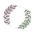 Floral frame decorative wreath doodle line vector