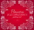 Floral frame design elements for your wedding invitation and greeting card. Hand drawn. Wreath of flowers. Outline style Royalty Free Stock Photo