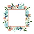 Floral frame. Flower bouquet vintage cover. Flourish card with with place for your text Royalty Free Stock Photo