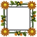 Floral frame with flowers. Vector clip art.Border frame line deco vector art