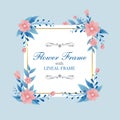 Floral frame with golden lineal Vector design Royalty Free Stock Photo