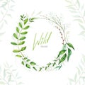 Floral Frame. Green retro leaf arranged un a shape of the wreath