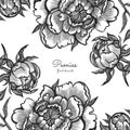 Floral frame with hand drawn vintage peonies. Vector elements for invitations, wedding greeting cards.