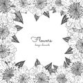 Floral frame with hand drawn vintage peonies. Vector elements for invitations, wedding greeting cards.