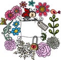 Floral frame with ladybug