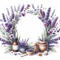 Floral frame with lavender on wite background.