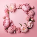 Floral frame layout with pink background Royalty Free Stock Photo