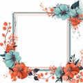 a floral frame with orange and blue flowers on a white background Royalty Free Stock Photo