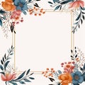 a floral frame with orange and blue flowers on a white background Royalty Free Stock Photo