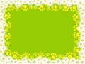 Floral frame with paw prints on green background. Royalty Free Stock Photo