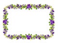 Floral frame with purple eustoma flowers