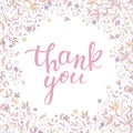 Floral frame soft colors and hand lettering thank you Royalty Free Stock Photo