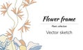 Floral frame for text in pastel colors. Vector banner with gentle flowers for signature, invitations and congratulations Royalty Free Stock Photo