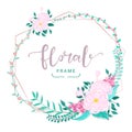 Floral frame vintage for wedding invitation, greeting card design, banner and printing template. Vector illustration.