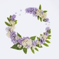 Floral frame on a white background lilac, rowanberry flowers Royalty Free Stock Photo