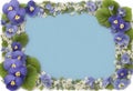 Floral frame, wreath of flowers, blue violets, just in the edges of the picture
