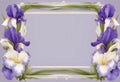 Floral frame, wreath of flowers, iris, just in the edges of the picture