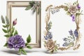 Floral frames, artwork, popular. Isolated on white background.