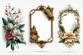 Floral frames, artwork, popular. Isolated on white background.