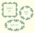 Floral frames set - square, round and oval frames collection decorated berries and leaves