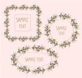 Floral frames - square, round and oval frames collection decorated berries and leaves