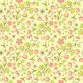 Floral, fruit and berry colorful seamless pattern