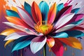 Floral Fusion: Abstract Composition with a Central Theme of a Flower, Bold Brushstrokes, Vibrant Melding Colors Conveying Royalty Free Stock Photo