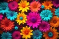 Floral Fusion: Creative Modern Art with Colorful Flowers Creating Harmonious Backgrounds