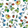 Floral garden kids pattern white background