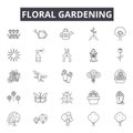 Floral gardening line icons, signs, vector set, outline illustration concept