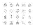 Floral gardening line icons, signs, vector set, outline illustration concept