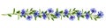 Floral garland with twigs of green grass and blue knapweed flowers isolated
