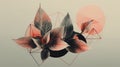 Floral and geometric abstract toned background. Generative AI