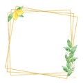 Floral geometric frame raster illustration Royalty Free Stock Photo