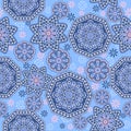 Floral geometric seamless pattern. Indian pattern print with stylized mandala flowers. Boho festival lace ornamental texture Royalty Free Stock Photo