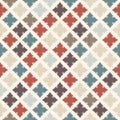 Floral geometric seamless pattern. Vector abstract colorful ornamental texture. Red, beige, brown, teal, green Royalty Free Stock Photo