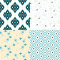 Floral and geometry seamless vector pattern set.