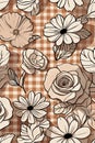 Floral Gingham Pattern Royalty Free Stock Photo