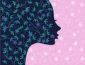 Floral girl silhouette Royalty Free Stock Photo