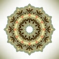 Floral gold 3d mandala pattern. Surface golden flowers ornament. Vector ornamental luxury background. Beautiful ornate flower. Royalty Free Stock Photo