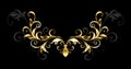 Floral gold frame on black background Royalty Free Stock Photo