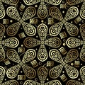 Floral gold greek vector seamless pattern. Ethnic ancient style ornamental background. Repeat tribal backdrop. Abstract