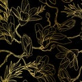 Floral golden wallpaper. Seamless floral background. Royalty Free Stock Photo